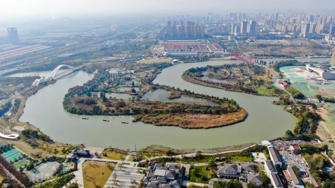 揚州市運河三灣生態文化公園景色2019年7月,黨中央,國務院作出重大